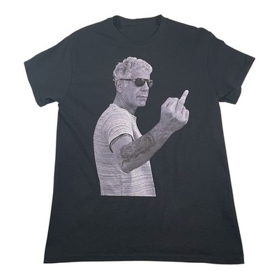 Anthony Bourdain T Shirt Fits S Graphic Print Middle Finger Chef TV Preowned