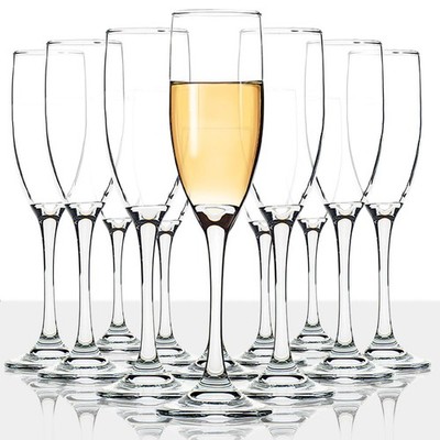 Classic Champagne Flutes, Set of 12, 6 Oz Premium Stemmed Champagne Glasses, ...
