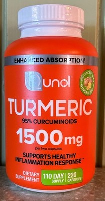 Qunol Extra Strength Tumeric Curcumin Complex 1500mg - 220 Capsules