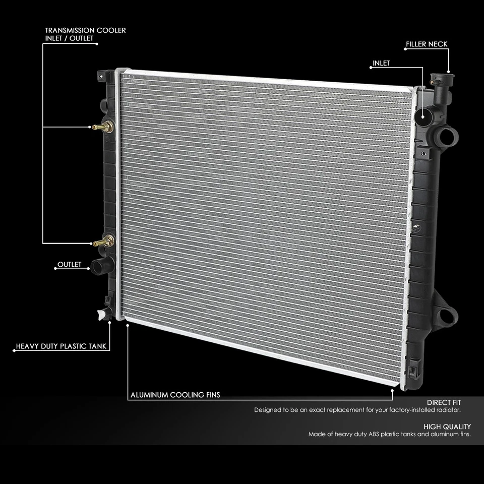 Radiador estilo fábrica núcleo de aluminio 2802 para Toyota Tacoma 2005-2015 2,7 L 4,0 L Foto 2 de 4