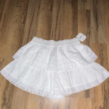 Altar'd State Women's White Solid Tiered Lace Ruffle Mini Skirt, Size S