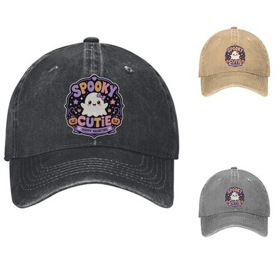 Cute Ghost Halloween Baseball Cap Bow Pumpkin Adjustable Hat