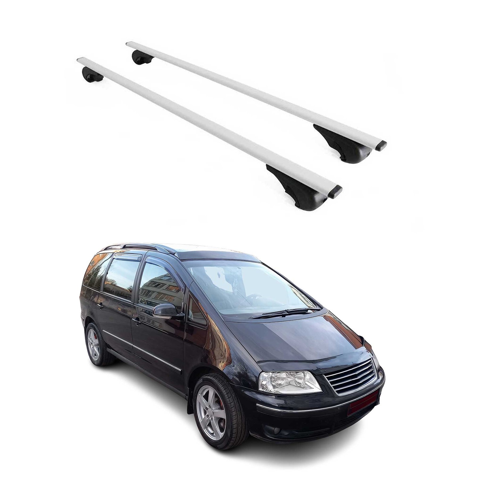 Barres de toit transversales pour VW Sharan 1995-2010, solution fer argent contre manque de place