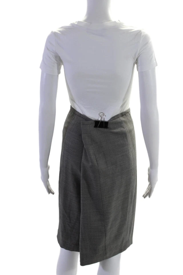 Falda lápiz Brooks Brothers para mujer de lana plisada forrada con cremallera abertura gris talla 14 Foto 3 de 4