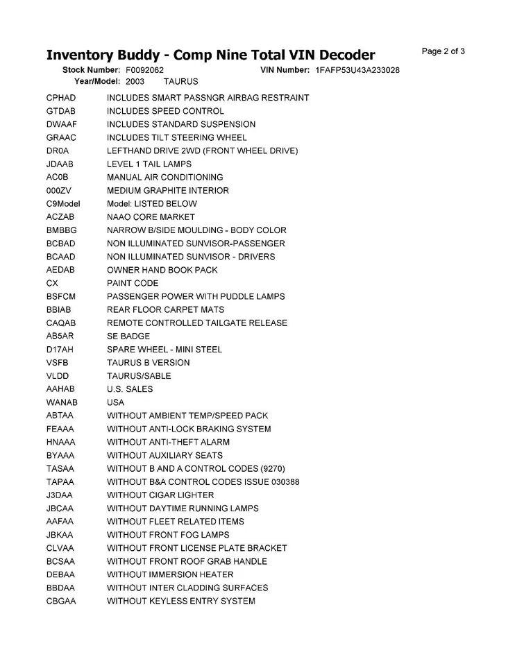 Used Engine Complete Assembly fits: 2003 Ford Taurus 3.0L VIN U 8th digit OHV Vu - Image 4 of 4