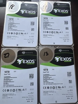 Low % Health Seagate Exos X10 10TB SATA 6.0Gb/s 3.5" HDD ST10000NM0086 Lot Of 4 - Image 1 of 4