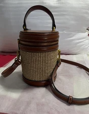 House Of Harlow 1960 Small Top Handle Bucket Bag With Strap Brown and Tan NWT