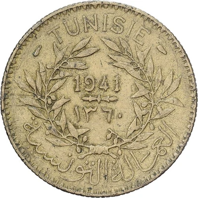 [#1223775] Tunesien, 2 Francs, 1941/AH1360, Paris, Aluminum-Bronze, SS, Lecompte - Bild 1 von 2