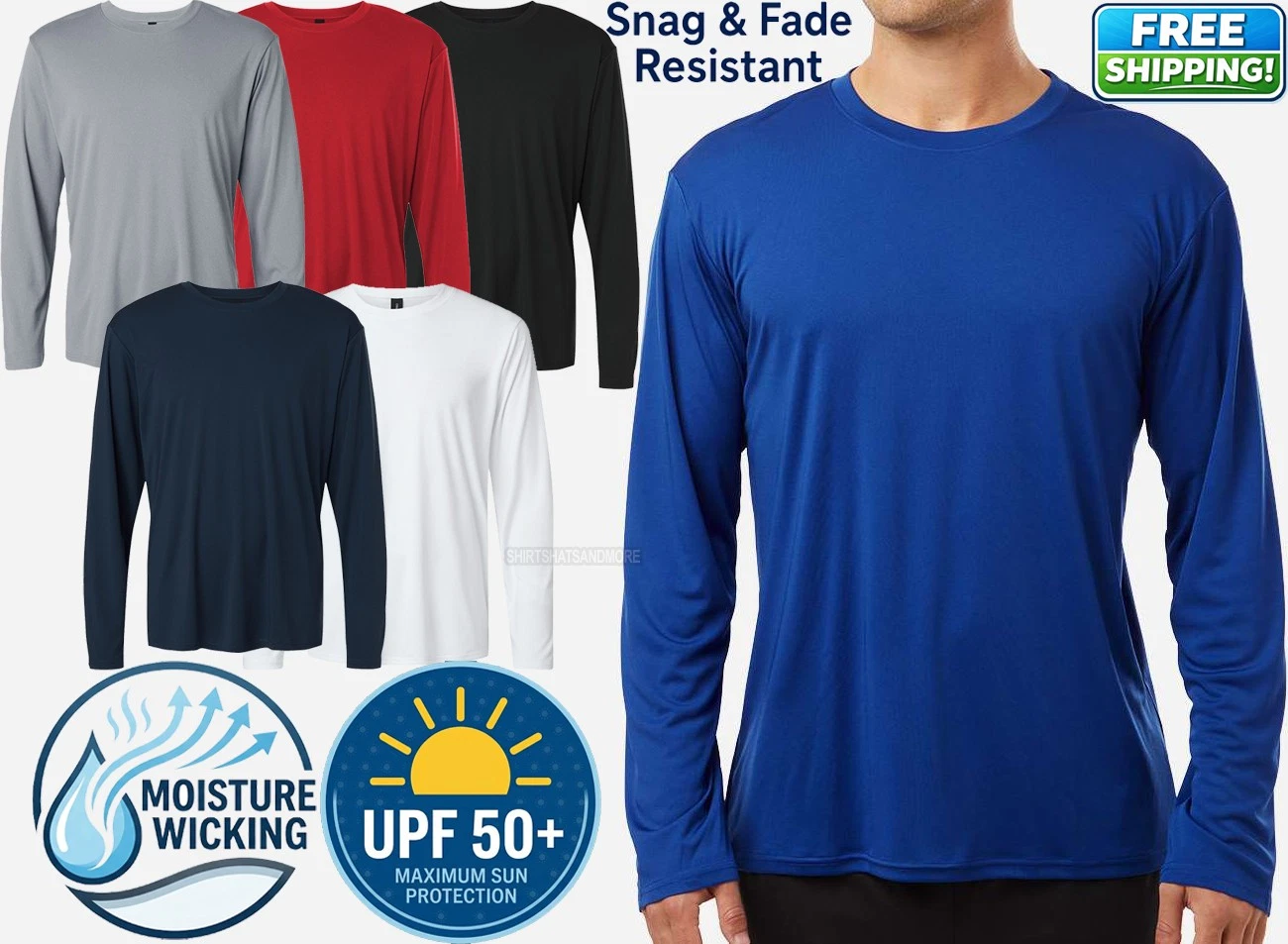 Mens TALL Moisture Wicking Long Sleeve Dri Fit Tee UPF 50+ Gym T-Shirt LT-4XLT
Opens in a new window