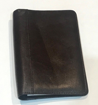 Samsill Leather Business Card Holder Brown #81274 Six Rings 120 card capacity