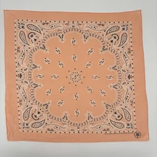 Vintage Wamcraft Bandana Handkerchief selvedge Peach/ Orange Cotton RN 14193