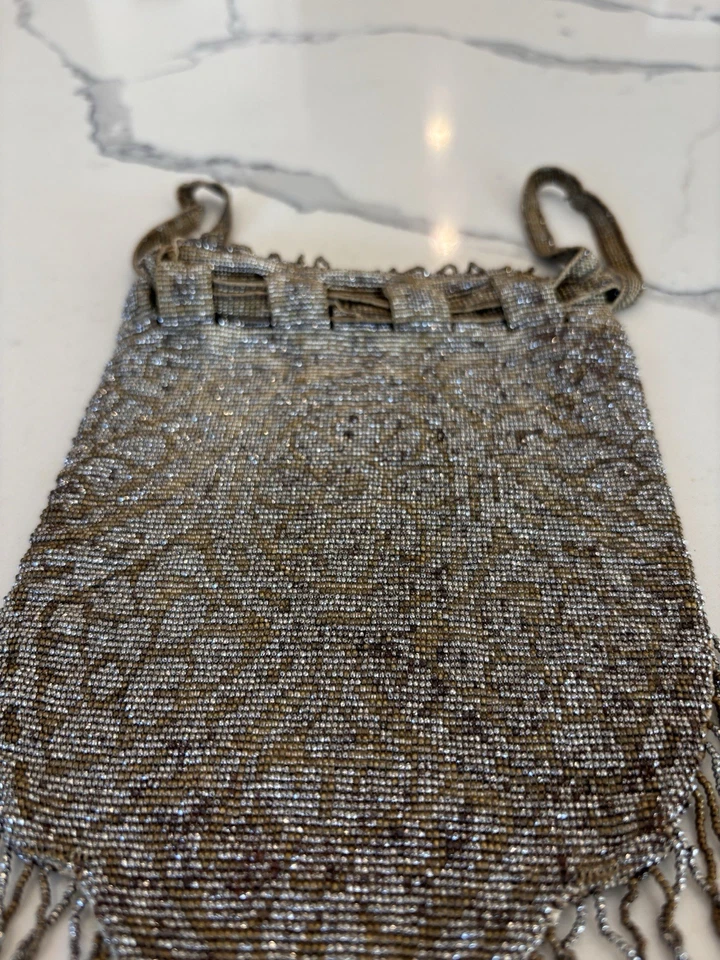 Bolso Antiguo Art Deco Vintage Damas Patrón Cuentas, Impresionante Raro Estilo Genuino Foto 3 de 4