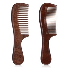 2 Pcs Sandalwood Comb Set Wide and Fine Tooth Comb Wooden Detangling Anti-static