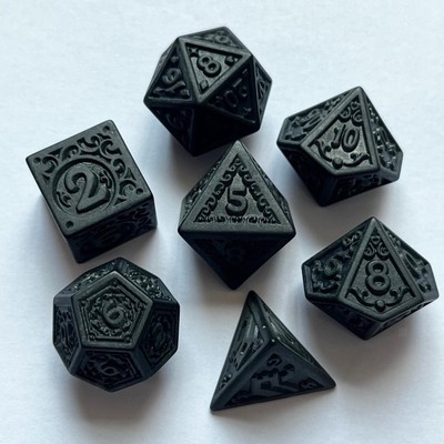 7 Stück Polyedrische Würfel D4 D6 D8 D10 D12 D20 Schwarze Sammlung Geschenk