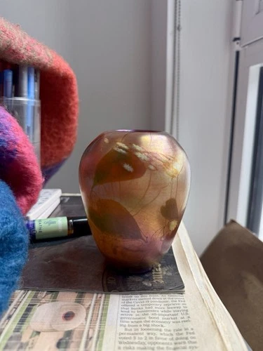 RARE ! Red Tiffany Studios Favrile millefiori vase Signed Numbered