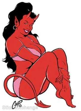 MINI SIZE Coop Sticker Decal Clothed Devil Girl CP4C