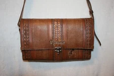 Victoria snake skin purse vintage cross body long strap brown tan animal print 