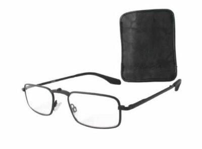 Calabria Extra Large Compact Folding Spring Reading Glasses FR100XL Black +0.75