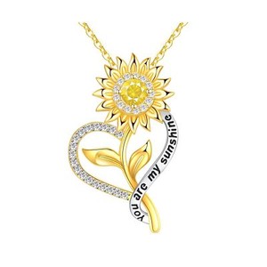 Authentic Sunflower Necklace for Women Gifts for Wife 18K Gold Plated 925 Sterling Silv...