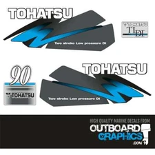 Tohatsu 90hp TLDI outboard engine decals/sticker kit - blue
