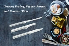 Rada 3 pc Set Granny Paring, Peeling Paring & Tomato Slicer Knife New!!