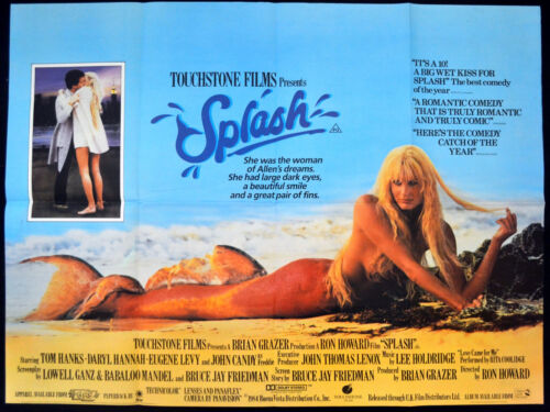 SPLASH! 1984 Tom Hanks, Daryl Hannah, John Candy UK QUAD POSTER - Afbeelding 1 van 1