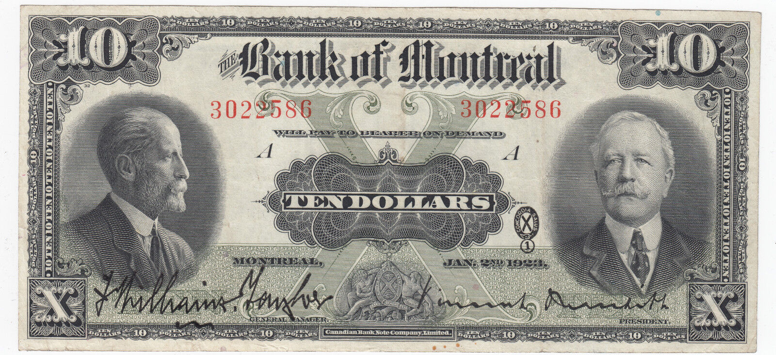 1923 Bank of Montreal $10 Chartered lowest price S 3022586 - N: A Popular Banknote
