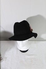 Vintage Scala Collection 100 Wool Felt Cowboy Fedora Black Hat Feather Hat Band