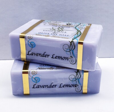 The Grecian Soap LAVENDER LEMON Goat's Milk & Olive Oil Beauty Bar, 6oz (2 pack)