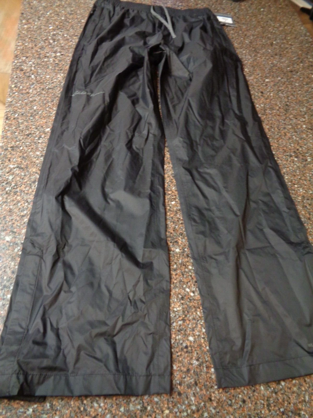 Eddie Bauer Men's Small Rippac Rain Pant Black Waterproof NWT