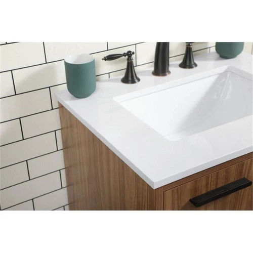 Elegant Decor Baldwin 24" Aluminum MDF Single Bathroom Vanity in Walnut Brown - Picture 4 of 8