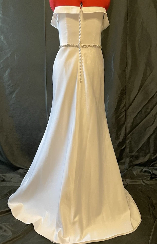 Размер 8 Symphony Venus мягкий белый креп с плеча оболочка свадебное платье читать - Изображение 4 из 4