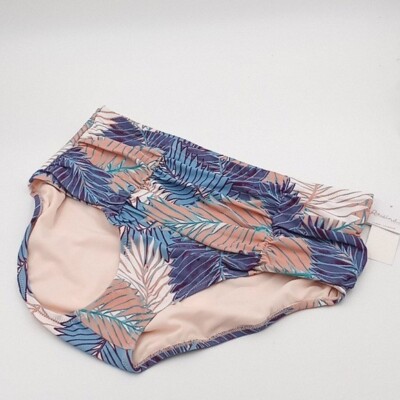 Raisins Bikini Bottom Womens 20W Curve Plus Costa Swim Slate Tropical Palm Leaf