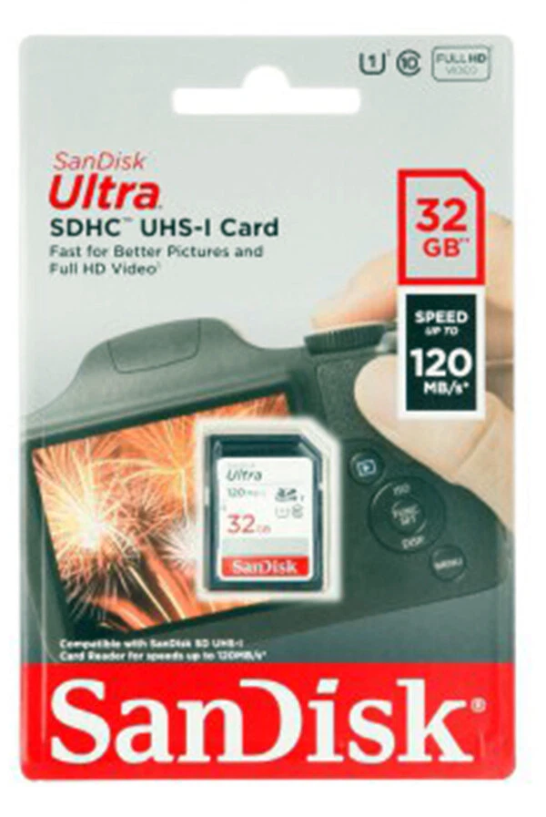 SanDisk 32GB Ultra SDHC SD Card Class 10 UHS-I Memory Card 120MB/S For Camera - Image 2 of 4
