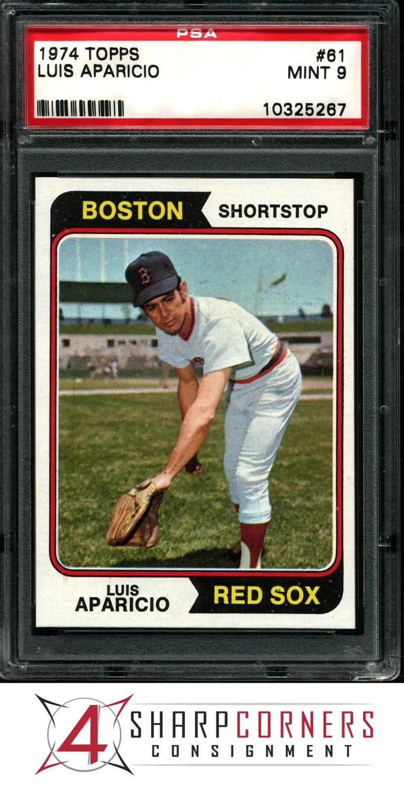 1974 TOPPS #61 LUIS APARICIO RED SOX HOF PSA 9 SET BREAK