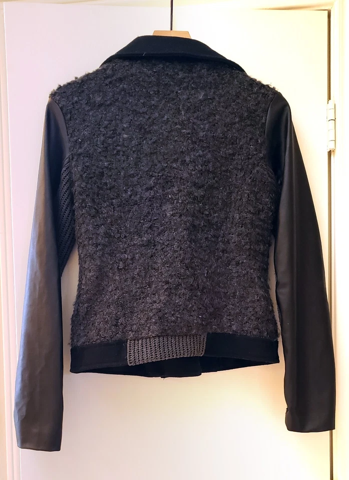 Miss Me 女式羊毛混纺人造皮革黑色摩托夹克 S 码 — 第 2/4 张图片