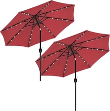 2PCS 9Ft  32LED Lighted Umbrella Patio Outdoor Table Umbrella with Ventilation