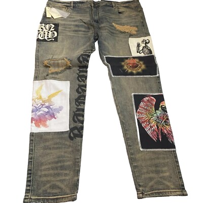 Runaway Los Angeles Men s Skull Grim Reaper Jeans 44x31.5 Punk Rock Indigo