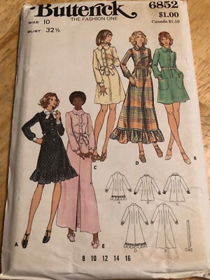 butterick shirt dress pattern Butterick B6843 Pattern Retro Shirtdress With Sash