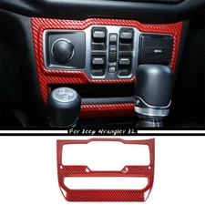 Console Window Control Switch Panel Trim For Jeep Wrangler JL JT 18+ Red Carbon