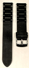 VINTAGE RUBBER DIVE WATCH BAND STRAP BLACK RUBBER 20MM