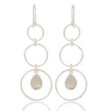925 Sterling Silver Bridesmaid Jewelry, Natural Rainbow Moonstone Drops Earrings
