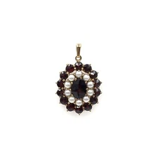8kt yellow gold pendant 3.3cm garnet jewelry beads women's locket 333 gold 4.6gr