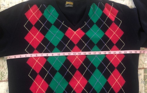 Johnstons Of Elgin Lambswool Size 46 Scotland Navy Argyle Golf Sweater - Picture 8 of 9