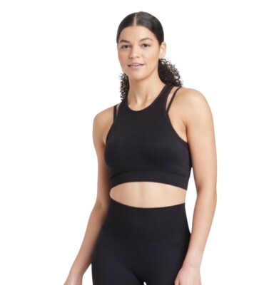 JoyLab Seamless Sports Bra Sz XS Black Onyx Removable Cups
