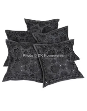 Cotton Embroidered Throw Pillow Covers Mirrored 40x40 cm Ethnic Set Of 5 Cushion