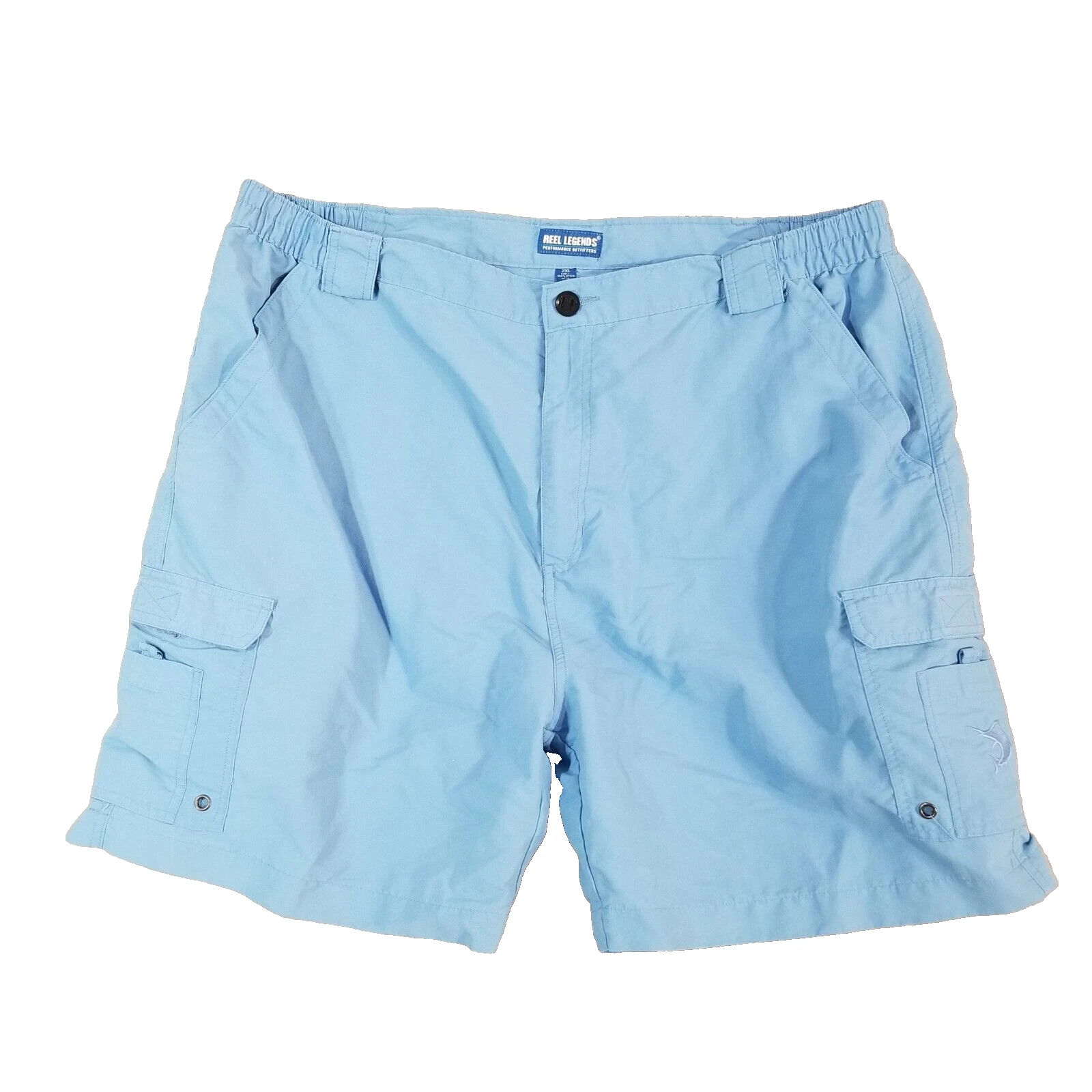 Reel Legends cargo shorts men's 2XL blue nylon Comfort waist Outdoor fishing