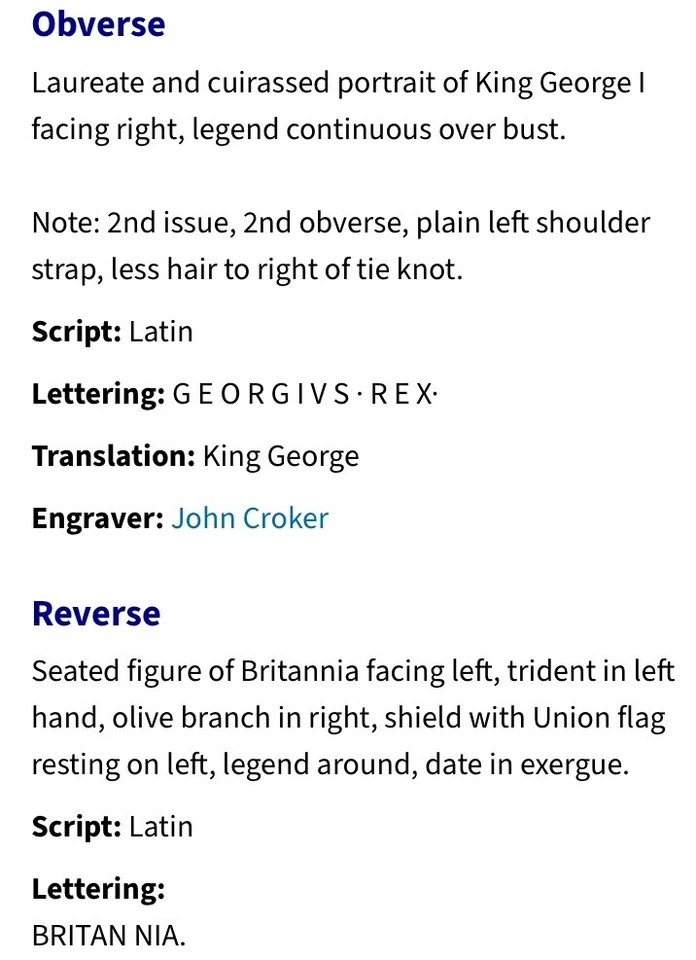 1720 King George I Half Penny Britannia England English Great Britain UK Nice - Image 4 of 4