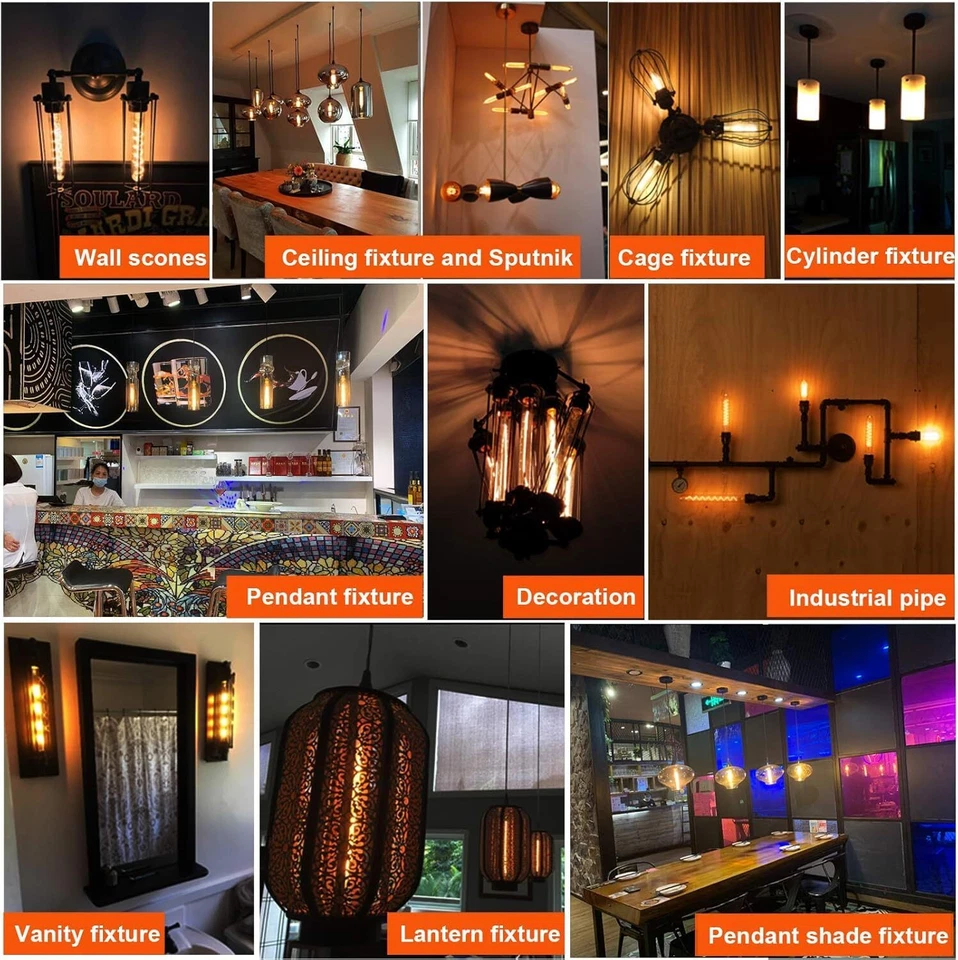 Diodesy 4PK T9 5" Filament Nostalgic Light Bulb 3W 25W E26 2100K 200LM CRI90 - Image 2 of 3