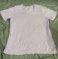 Damen T-Shirt Weiß Kurzarm V-Ausschnitt Grö...